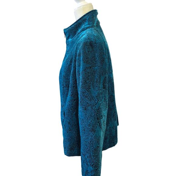 Dressbarn Woman's Size Large Teal Color Textured Lt. Weight Unlined Jacket R8 - Picture 2 of 8